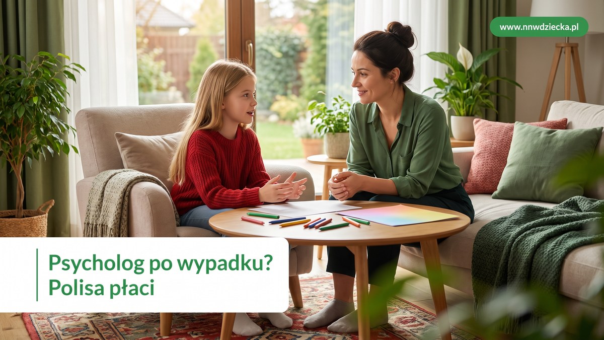 Dziecko rozmawia ze specjalistą w jasnym gabinecie